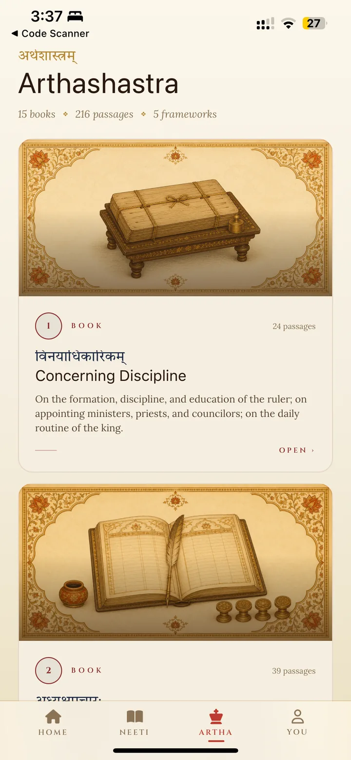 Chanakyaverse app — Arthashastra framework